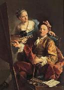 Georges desmarees Self-Portrait wiht his Daughter,Maria Antonia oil painting artist